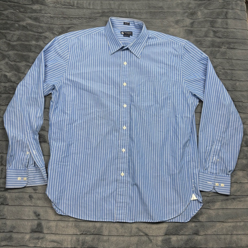 J.Crew Haberdashery Mens XL Blue White Striped 80s 2-Ply Button Down Shirt